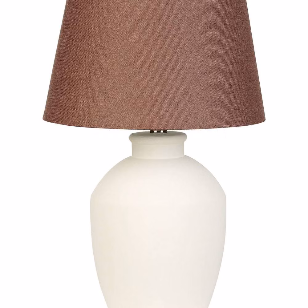 Wyld and Coco White Ceramic Table Lamp with Fabric Shade – 2