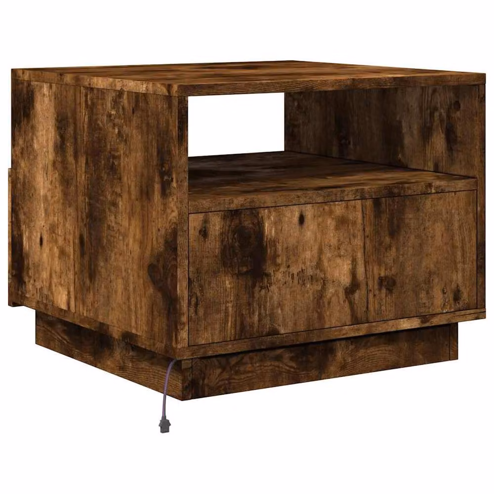 Berkfield Home Modern Coffee Table with LED Lights in Smoked Oak Brown, W/D/H: 50 x 49 x 40 cm – 8