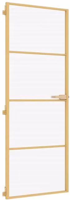 Berkfield Home Slim Interior Door in Gold with Tempered Glass and Aluminium, W: 76 cm, H: 201.5 cm