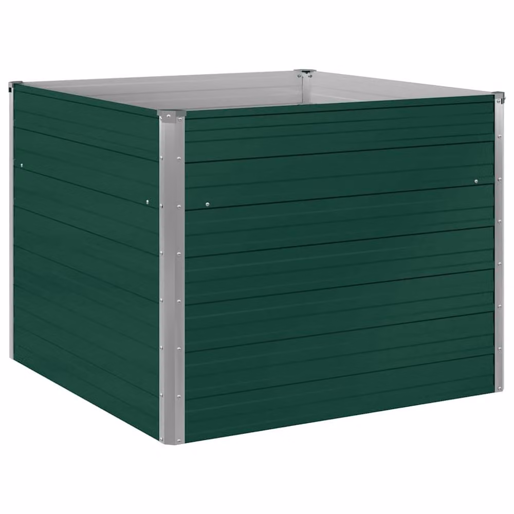 Berkfield Home Raised Garden Bed in Green Galvanised Steel, W/D/H: 100 x 100 x 77 cm – 3