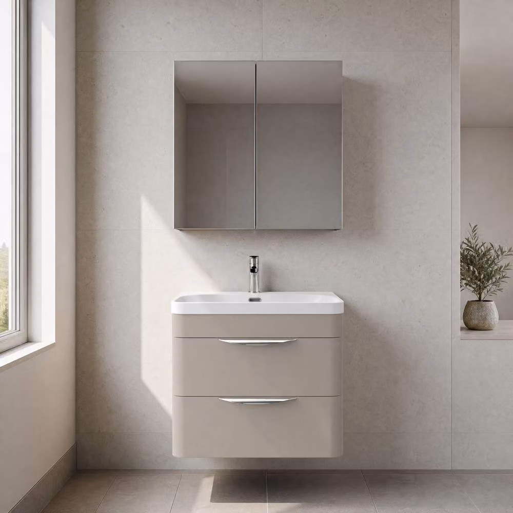 Balterley Aldershawe 2 Thin Edge Ceramic Wall Hung Basin in Pebble Grey, Width: 60 cm – 2