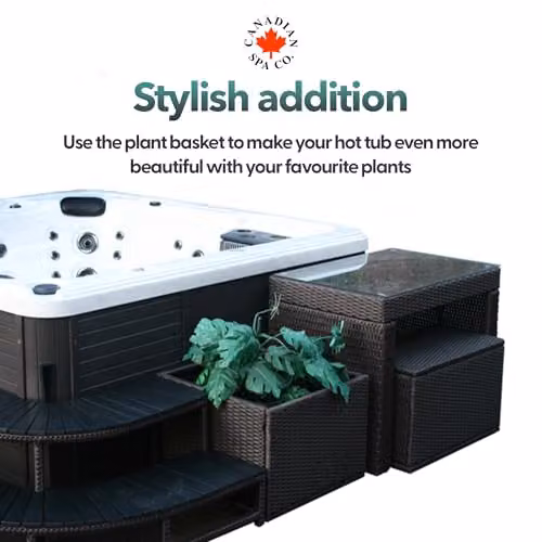 Canadian Spa Co. Wicker Hot Tub Side Table Surround for Square Spas with Rustproof Aluminium Frame, Black – 5