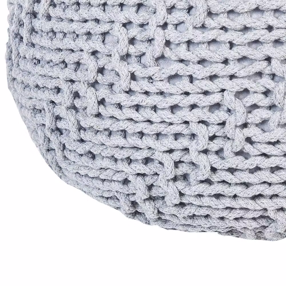 Wyld and Coco Grey Knitted Cotton Pouf, W/D/H: 50 x 35 x 35 cm – 3