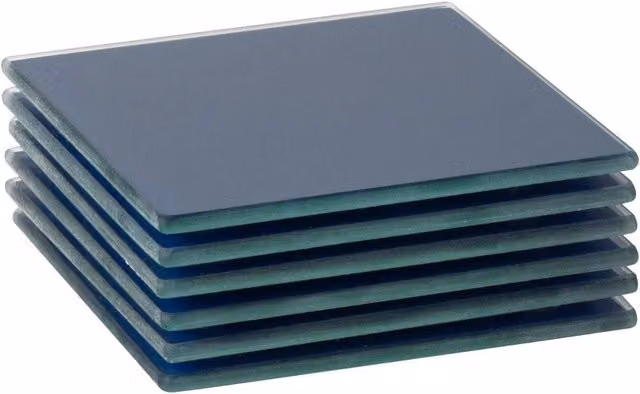 Harbour Housewares Blue Square Glass Coasters, Pack of 6, 10 cm – 6