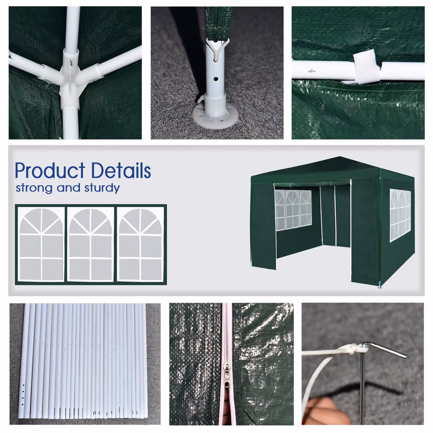 MCC Direct Event Gazebo with Removable Sides, Green, W/D/H: 300 x 300 x 255 cm – 4