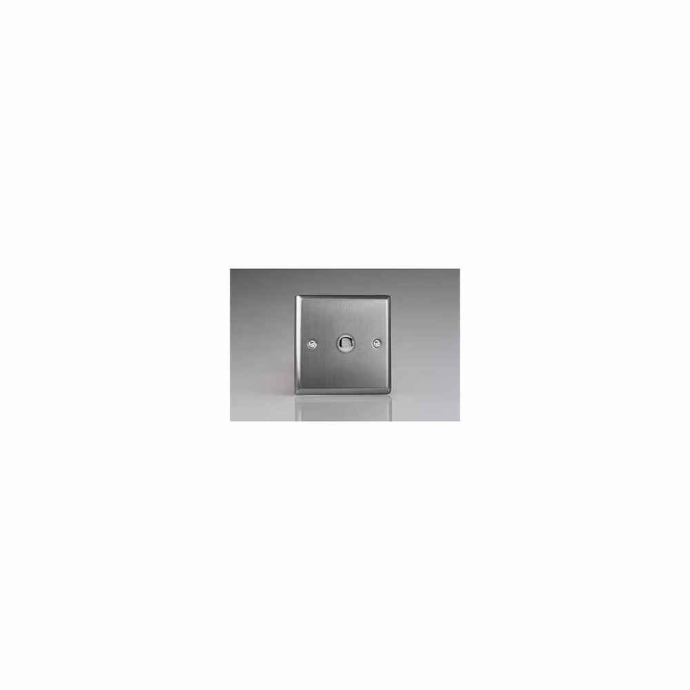 Varilight Classic Brushed Steel 1-Gang 6A 1 or 2 Way Push-On/Off Impulse Switch in Grey and Silver – 4