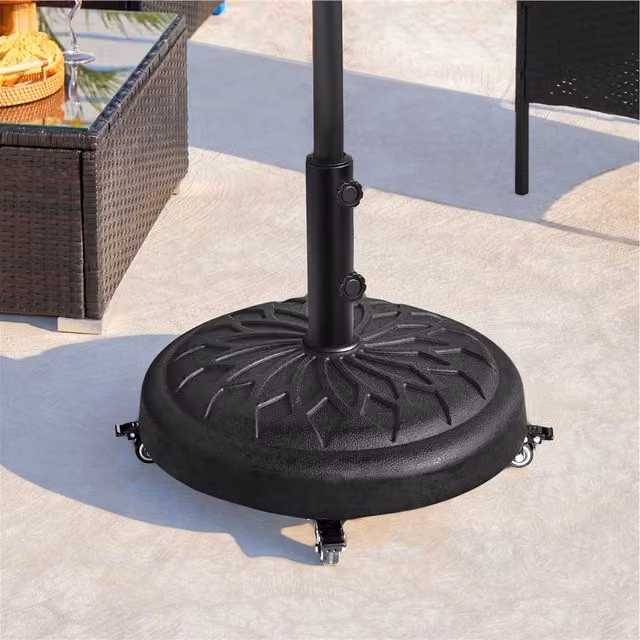 Yaheetech Black Patio Market Umbrella Base with Castors, 24.7 kg