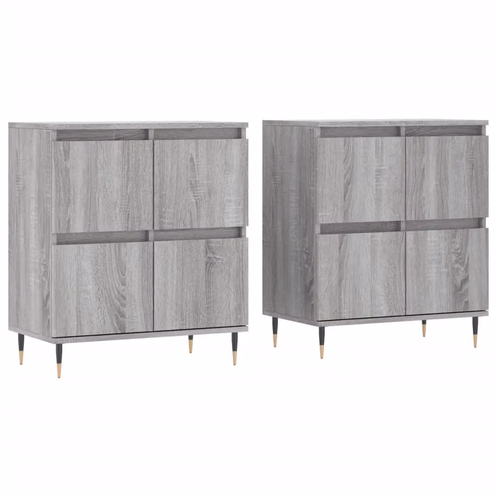 Berkfield Home Set of 2 Classic Grey Matt Sideboards in Engineered Wood – 2