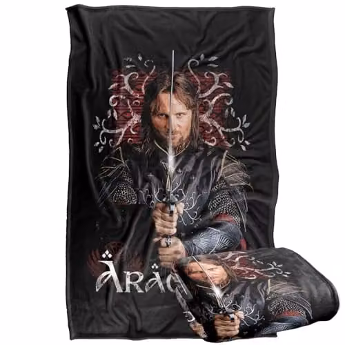 LOGOVISION Lord of the Rings Return of the King Aragorn Super Soft Fleece Throw Blanket, Multicolour, W: 91.44 cm, L: 147 cm