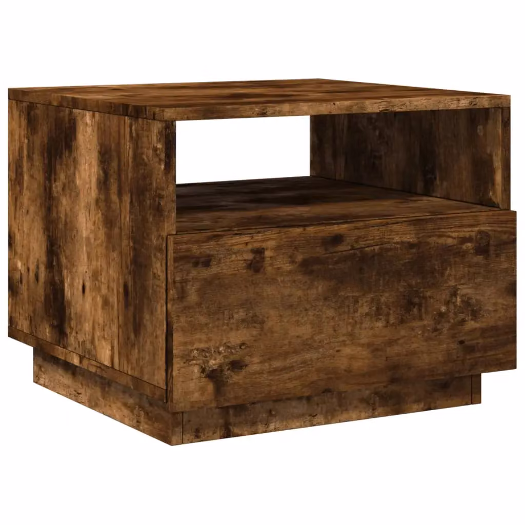 Berkfield Home Modern Coffee Table with LED Lights in Smoked Oak Brown, W/D/H: 50 x 49 x 40 cm – 3