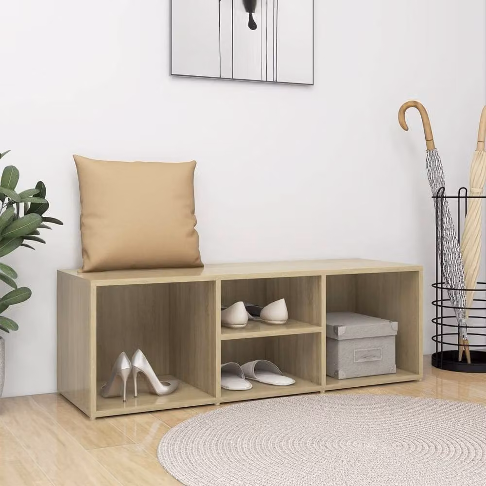 Berkfield Home Shoe Storage Bench in Sonoma Oak, Beige, W/D/H: 105 x 35 x 35 cm – 2