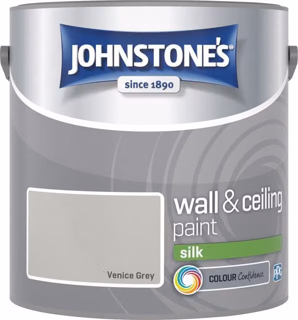 Johnstone's Low Emission Water Based Vinyl Silk Emulsion Dispersion Paint in Venice Grey Satin Gloss