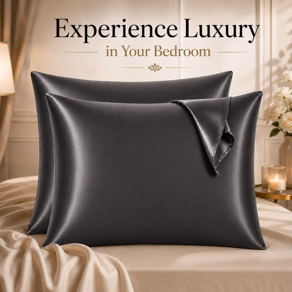 Pamposh Set of 6 Luxury Mako Satin Silk Pillowcases in Grey – 7