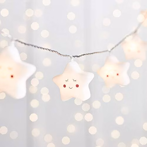 Lights4fun 12 Star Battery Operated Children's String Fairy Lights in White with Timer and Warm White LED – 2
