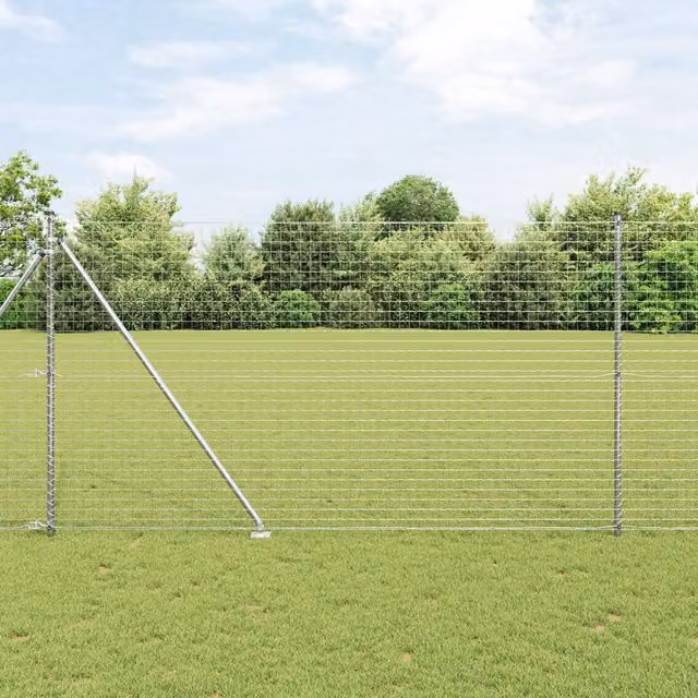 Berkfield Home Euro Fence with 7 Spike Posts, Galvanised Steel, Silver, W: 10 m, H: 1.5 m – 1