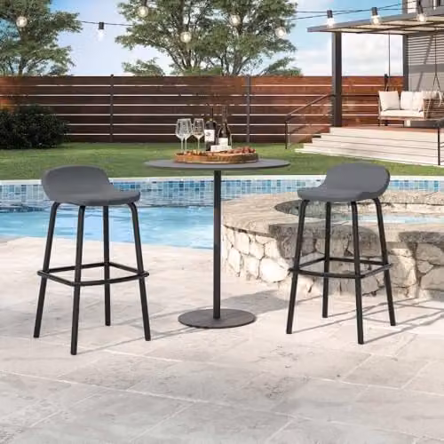 Rowlinson Grey Outdoor Bar Stool Set of 2, W46 x D53 x H90 cm – 3