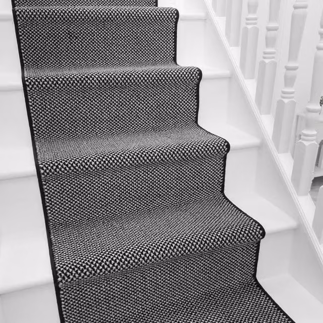 runrug Hazy Stair Runner Carpet in Black, W: 60 cm x L: 510 cm – 1