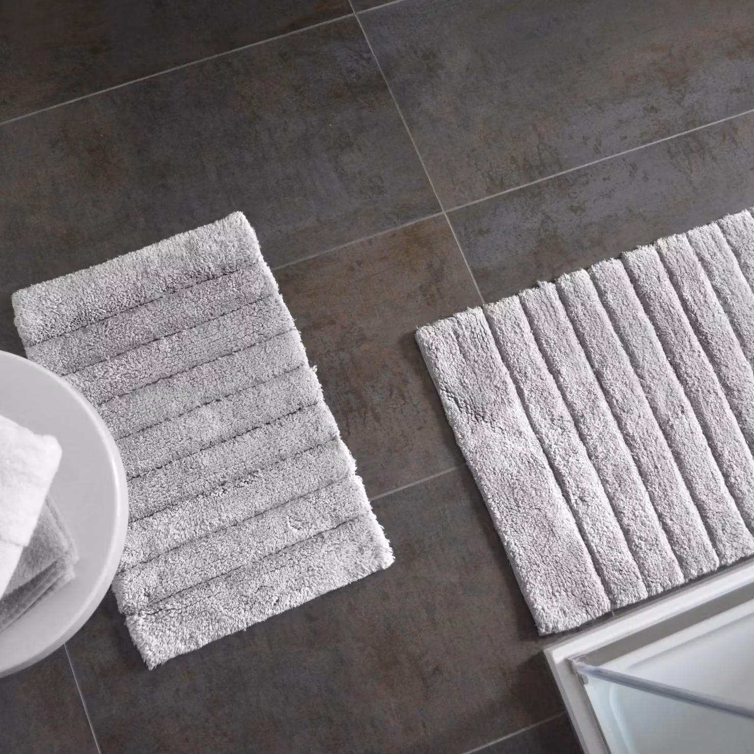 Allure Bath Fashions Ribbed Two Piece Cotton Bath Mat Set in Grey – 2