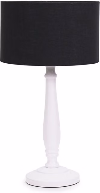 ValueLights Victoria White Table Lamp with Drum Shade in Black and White