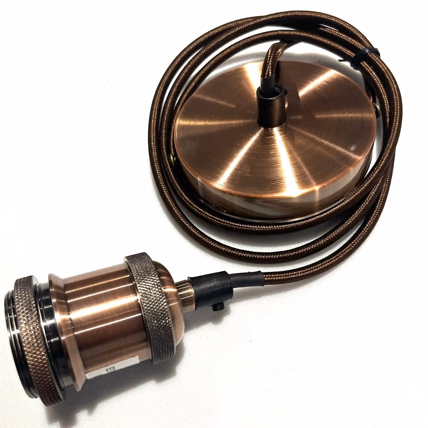 CGC Lighting Cassie Adjustable Copper Cylinder Pendant Light with Matching Ceiling Rose and E27 Holder – 8