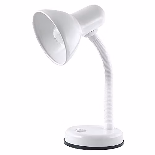 HOMELIFE Classic Flexi Desk Lamp in White with Adjustable Neck and Integral Switch, Height: 34 cm – 1
