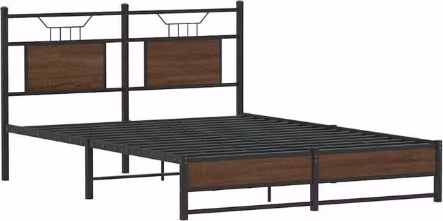 Berkfield Home Decorative Bed Frame in Brown Oak with Drawers, W/D/H: 140 x 190 x 91.5 cm – 1