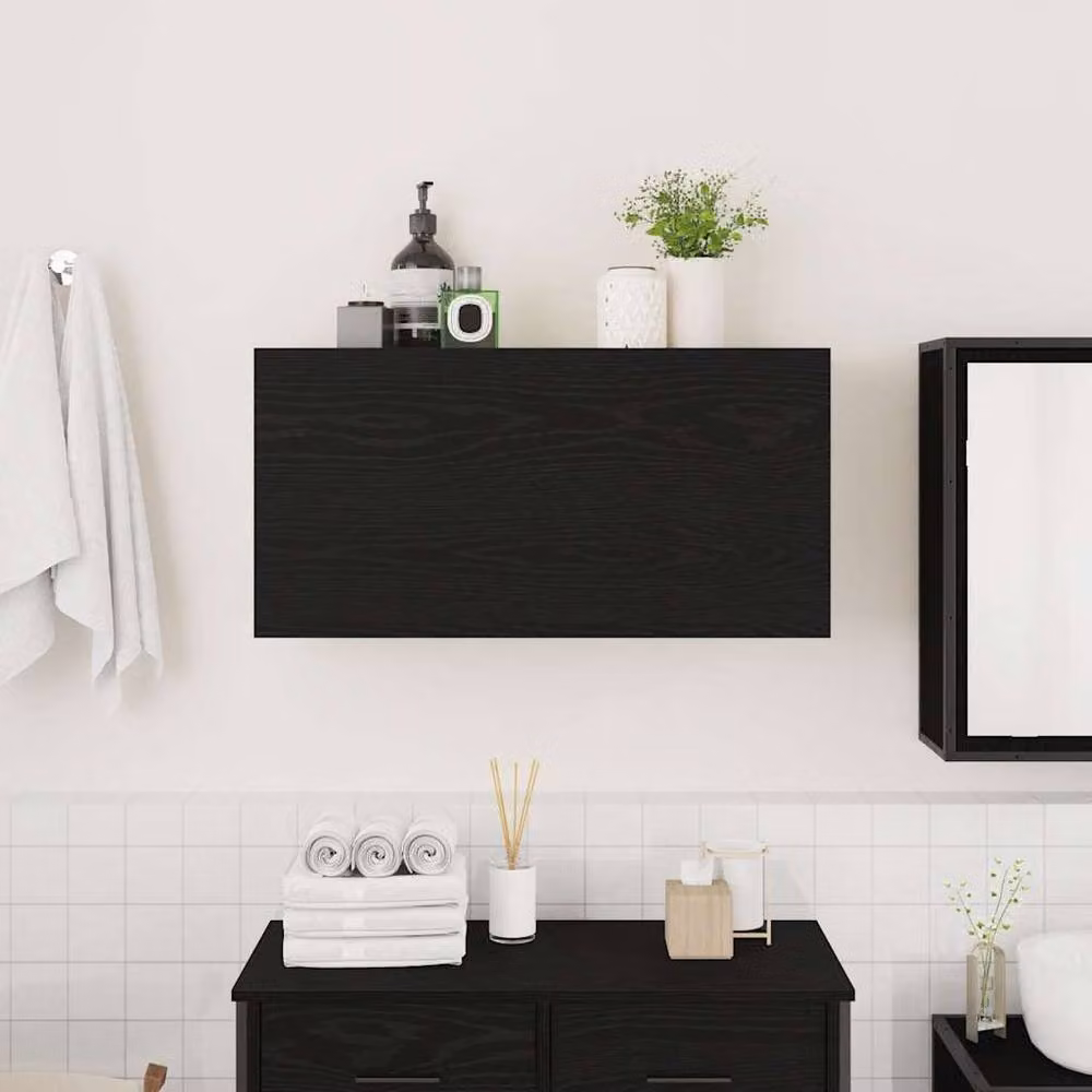 Berkfield Home Black Wall Mounted Bathroom Cabinet with Hinged Doors and Internal Shelves W/D/H: 80 x 25 x 40 cm – 2