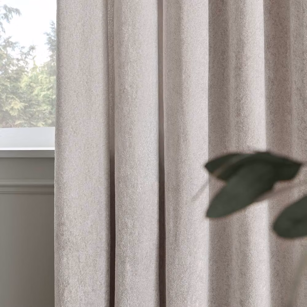 Paoletti Lustre Velvet Eyelet Curtain Pair in Silver, W: 229 cm, H: 229 cm – 2