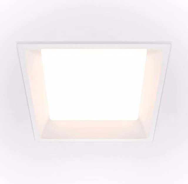 Maytoni Okno Square Recessed LED Downlight, White, 3000K Warm White, IP44