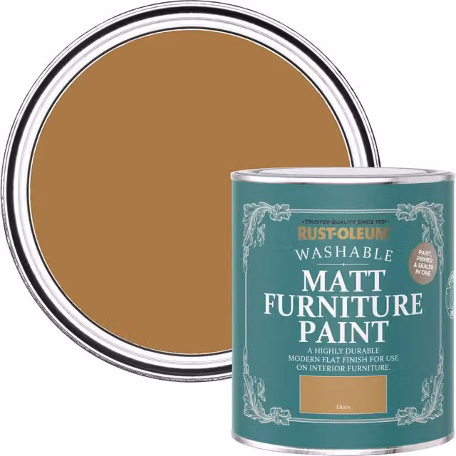 Rust-Oleum Matt Yellow Furniture and Skirting Board Paint, Dijon, 750ml