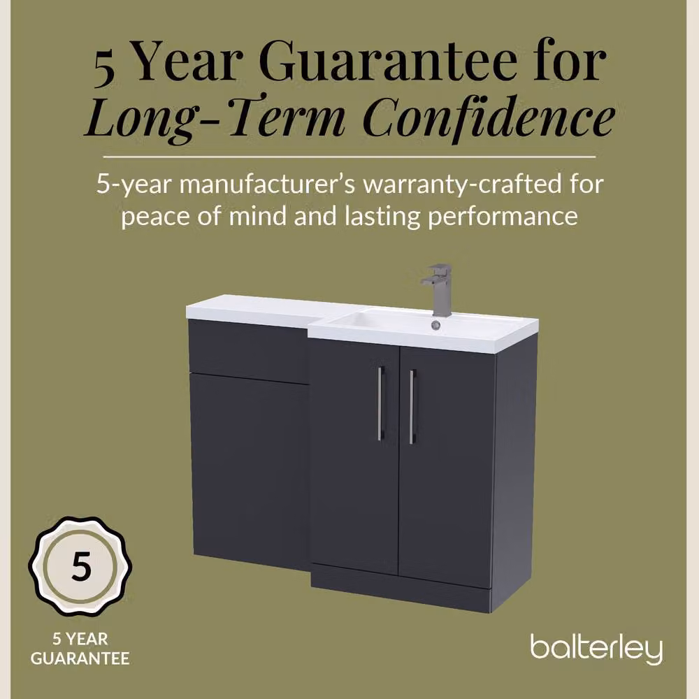 Balterley Modern Matt Grey Right-Hand Vanity and WC Unit Combination, W: 110 cm, H: 84 cm – 5