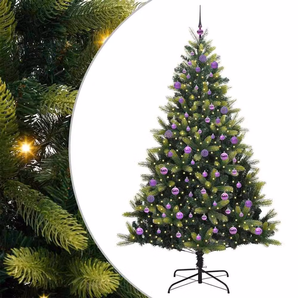Berkfield Home Realistic Artificial Hinged Christmas Tree with 300 LEDs, Green, Height: 240 cm – 3