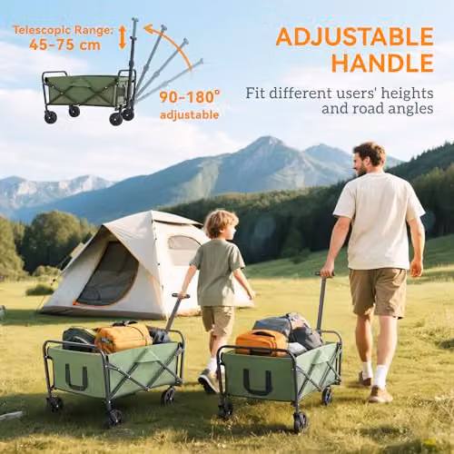 Outsunny 93L Heavy Duty Festival Trolley on Wheels, Green, W/D/H: 86 x 48 x 48 cm – 6