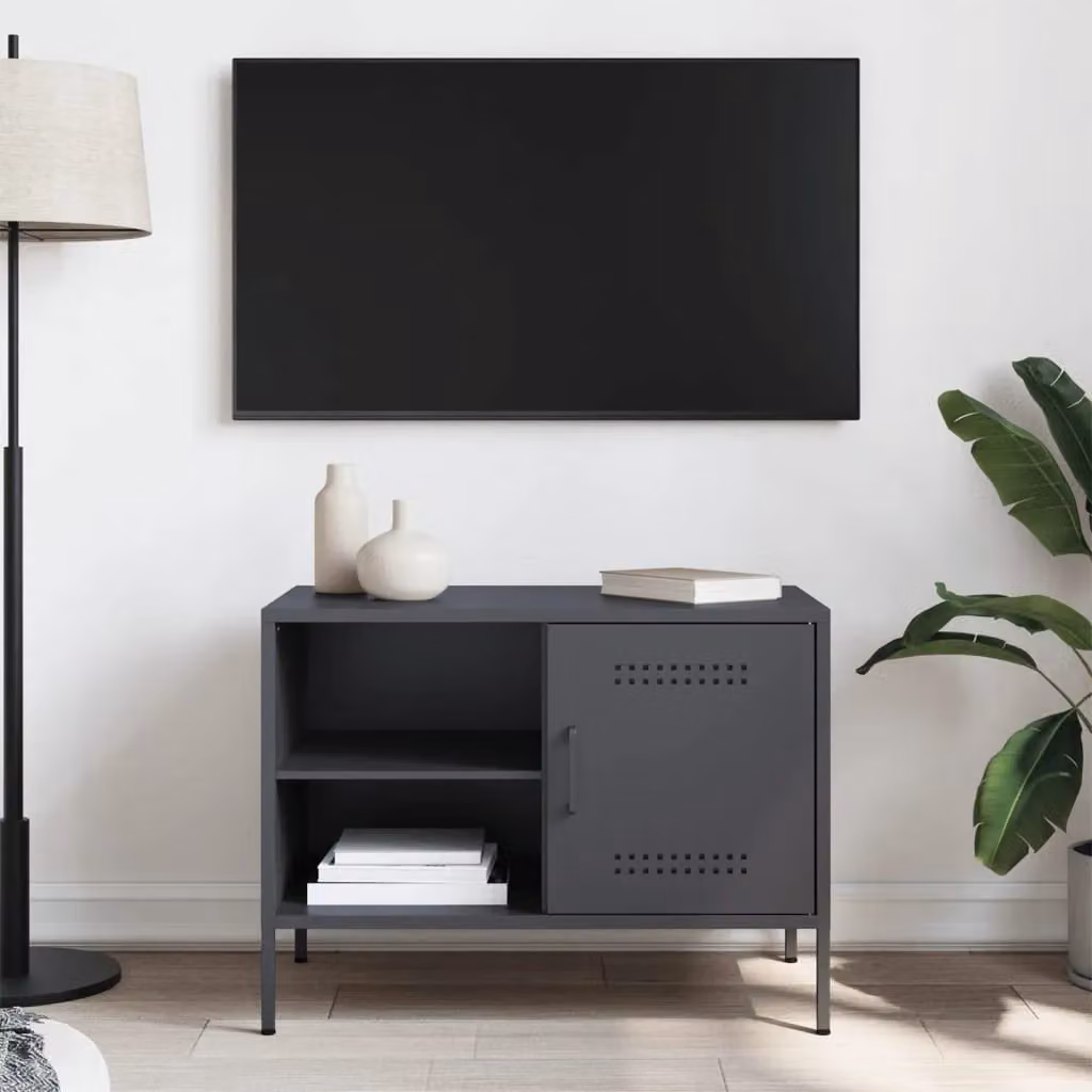 Berkfield Home Industrial Steel TV Cabinet in Anthracite and Black, W/D/H: 68 x 39 x 50.5 cm – 3