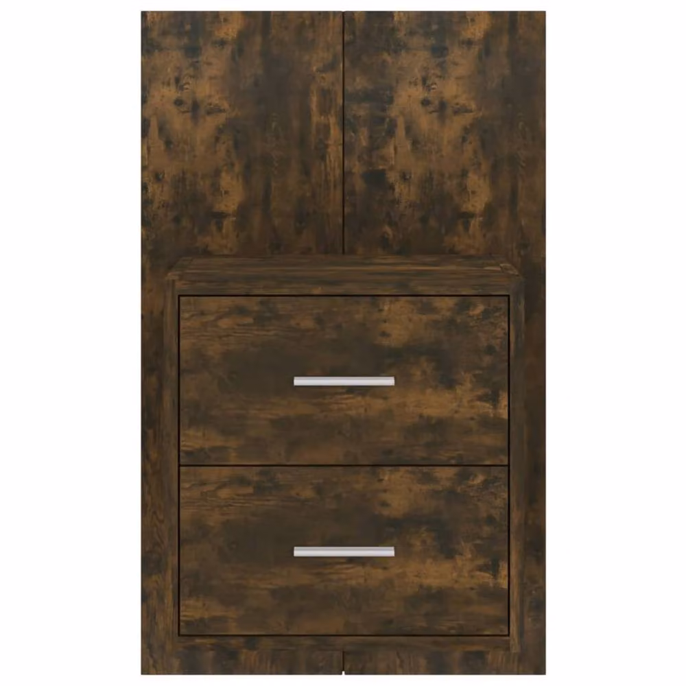 Berkfield Home Wall-mounted Bedside Cabinet in Smoked Oak Brown – 4