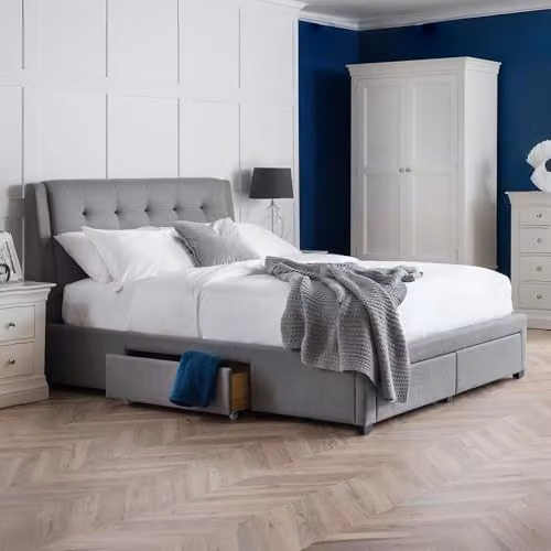 Julian Bowen Fullerton Upholstered Fabric 4 Drawer Storage Bed Frame, Grey, 140 x 200 cm