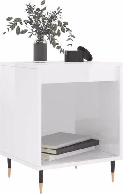 Berkfield Home Modern High Gloss White Bedside Cabinets, Set of 2, W/D/H: 40 x 35 x 50 cm