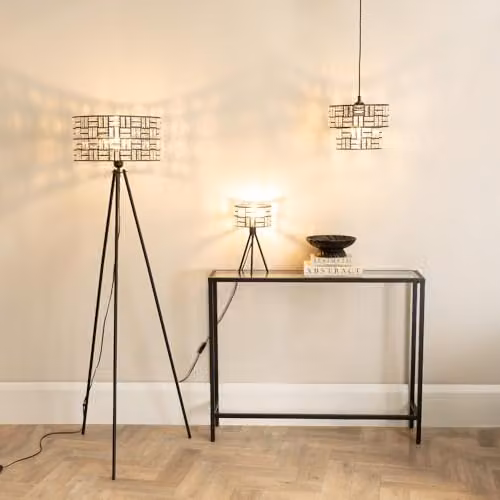 ValueLights Black Tripod Floor Lamp with Transparent Acrylic Jewel Lampshade and LED Bulb – 2