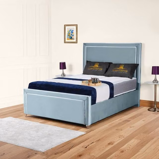 UK Bed Furniture Ariana Ottoman Gas Lift Upholstered Bed in Light Blue, Size: Single (W/D/H: 90 x 190 cm) – 1
