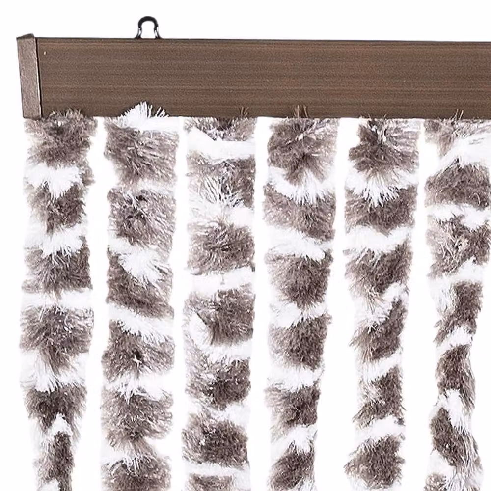 Berkfield Home Chenille Insect Curtain in Taupe and White, W: 100 cm, H: 220 cm – 3