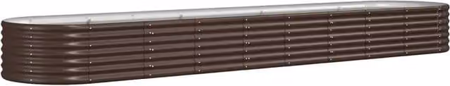 Berkfield Home Garden Powder-coated Steel Raised Bed in Brown, W: 368 cm, D: 80 cm, H: 36 cm – 1