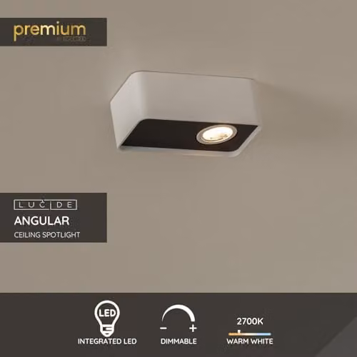 Lucide Angular Dimmable LED Ceiling Spotlight in White – 2