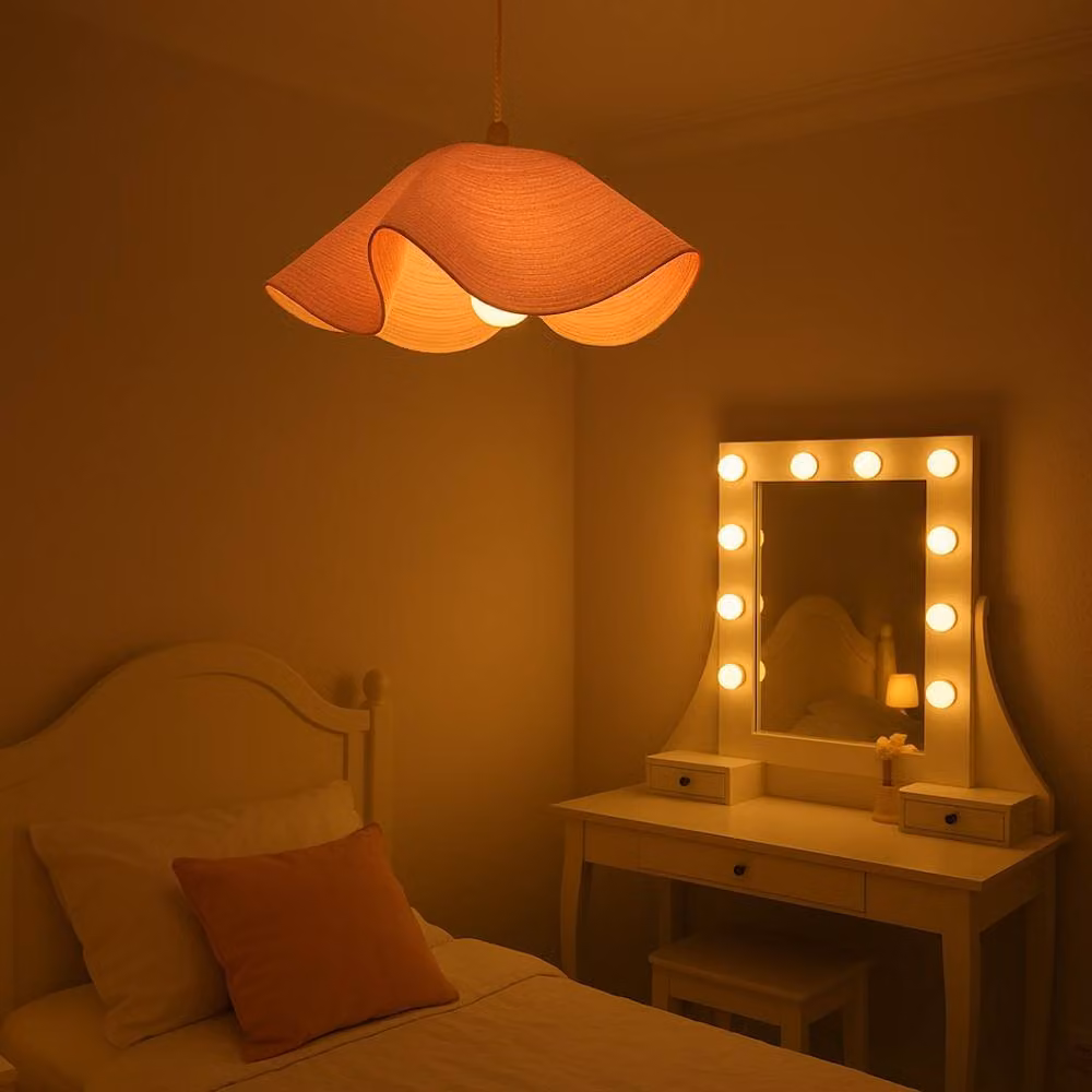 CGC Lighting Flora Large Floppy Fabric Lampshade in Baby Pink, Diameter: 78 cm – 2
