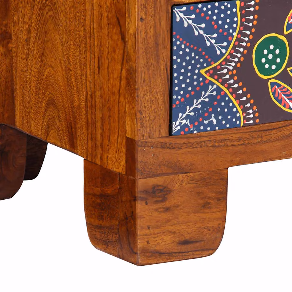 Berkfield Home Multicolour Solid Acacia Wood TV Cabinet W: 110 cm, D: 30 cm, H: 40 cm – 5