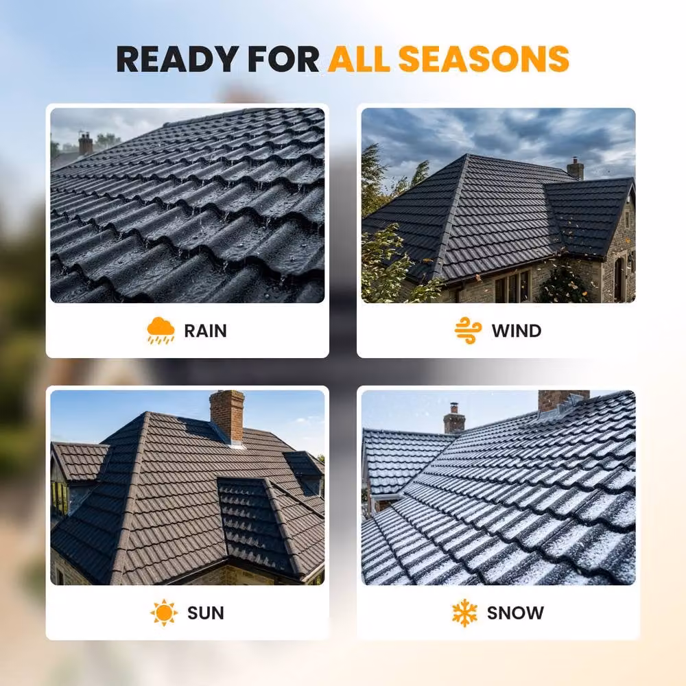 Novecrafto Stone Coated Galvanised Metal Roof Shingles in Dark Grey, 15 Covers, 7.11m² – 5