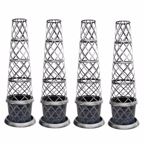 Garden Gear Black and Silver Tower Pot Climbing Plant Support Frame, Height: 130 cm
