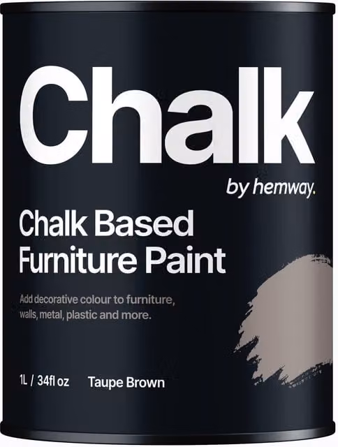 Hemway Chalk Based Furniture Paint in Flat Matt Taupe Brown, 1L