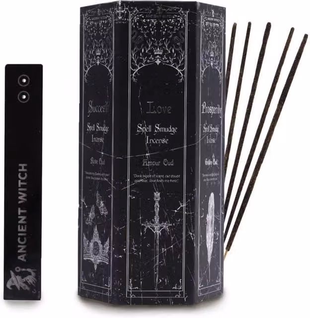 KDMD Pyramid Incense Set of 5 with Pendulum in Black, Woody Scented Sticks for Rituals