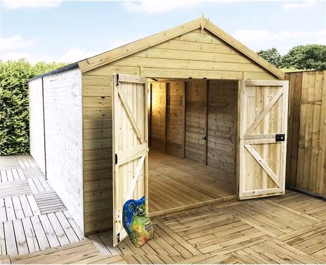 Marlborough Premier Pressure Treated Apex Workshop in Sand – 1