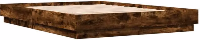 Berkfield Home Durable Bed Frame with Under-Bed LED Lighting in Smoked Oak Brown, W/D/H: 140 x 200 x 23 cm – 1